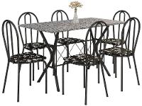 Mesa de Jantar 6 Cadeiras Retangular Preta  - 5