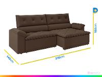 Sofá Retrátil Reclinável 3 Lugares Veludo Ibiza Besthouse - 3