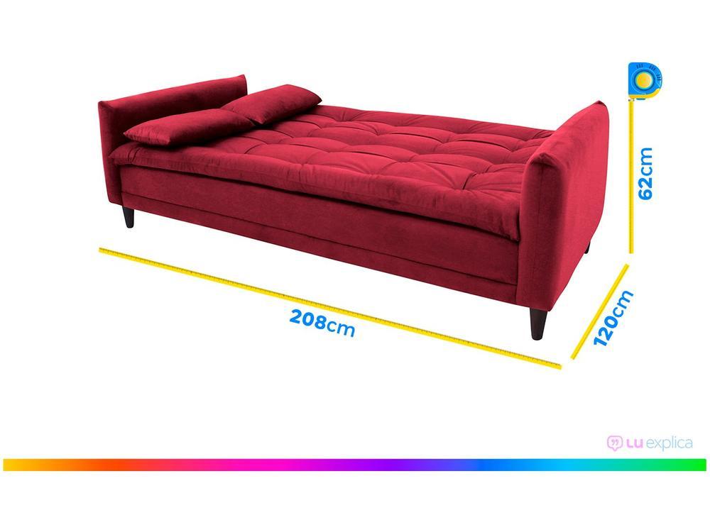Sofá-cama Casal 3 Lugares Reclinável Suede Linoforte Estela - 3