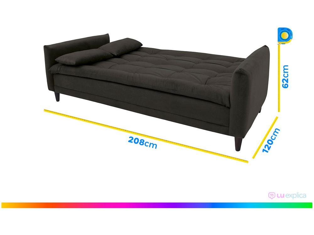 Sofá-cama Casal 3 Lugares Reclinável Suede Linoforte Estela - 3