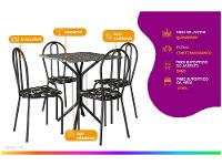 Mesa de Jantar 4 Cadeiras Quadrada Preto - 2