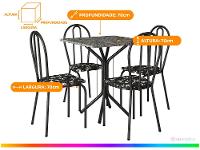 Mesa de Jantar 4 Cadeiras Quadrada Preto - 3