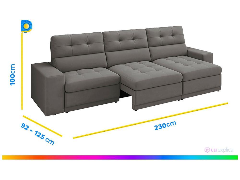 Sofá Retrátil Reclinável 4 Lugares Veludo Roma Besthouse - 3