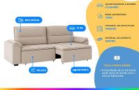 Sofá Retrátil Reclinável 5 Lugares Veludo Panamá Besthouse - 2