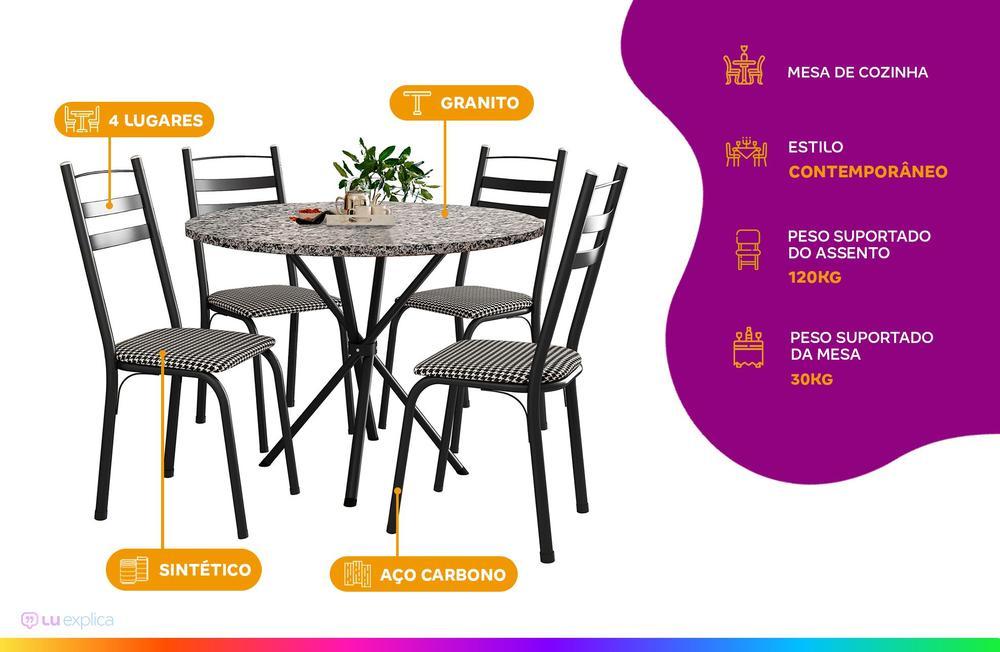 Mesa de Jantar 4 Cadeiras Redonda Artefamol América Capri - 2