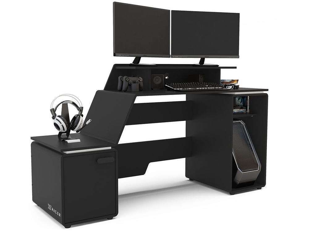 Mesa Gamer XT Racer Space Two Preto e Branco 2 Nichos 1 Porta - 4
