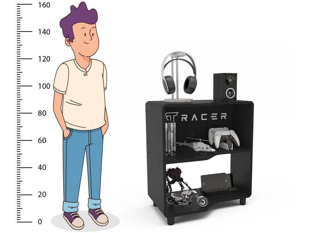 Estante Gamer 1 Prateleira XT Racer Force One Preto e Branco - 6