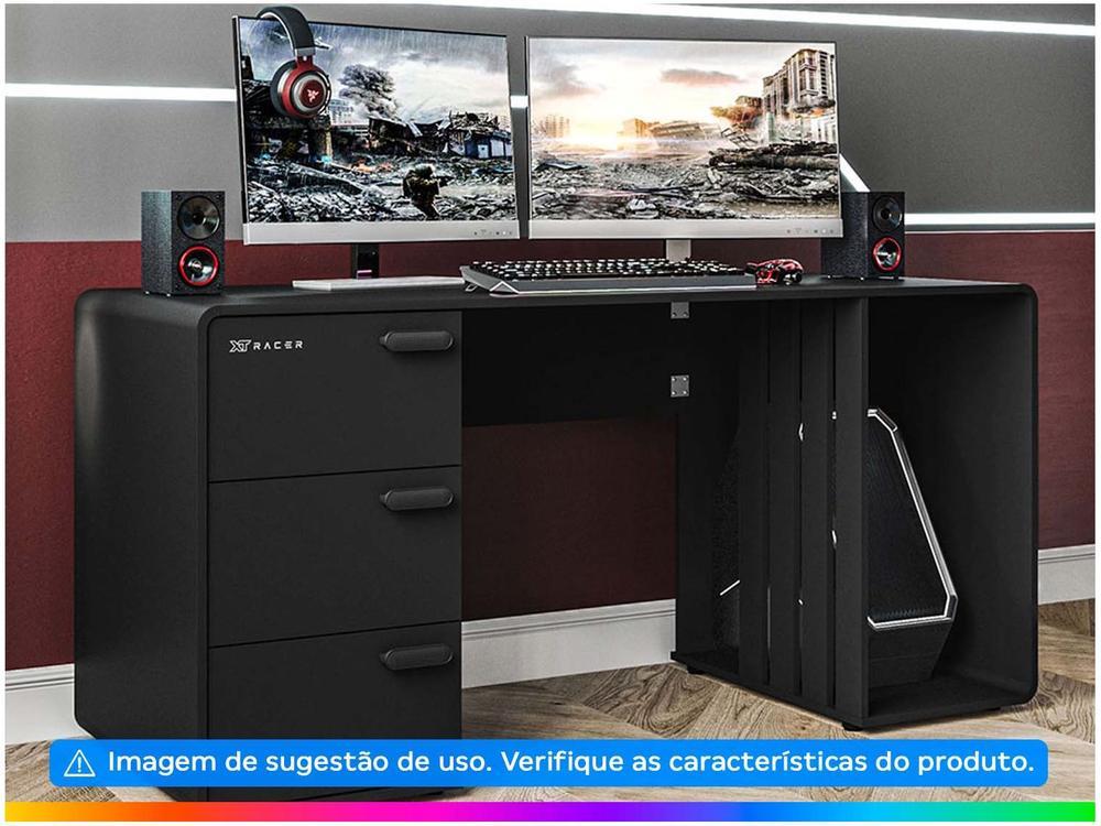 Mesa Gamer XT Racer Home Preto e Prata 3 Gavetas 1 Nicho - 2