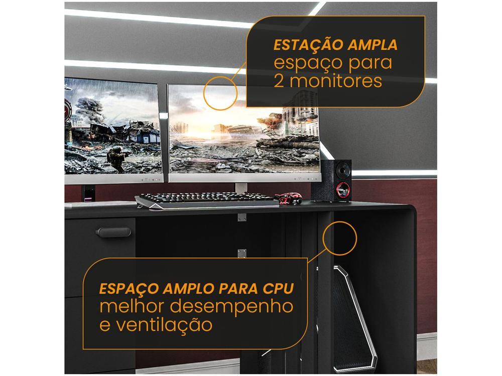 Mesa Gamer XT Racer Home Preto e Prata 3 Gavetas 1 Nicho - 4