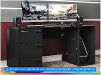 Mesa Gamer XT Racer Home Preto e Prata 3 Gavetas 1 Nicho - 2