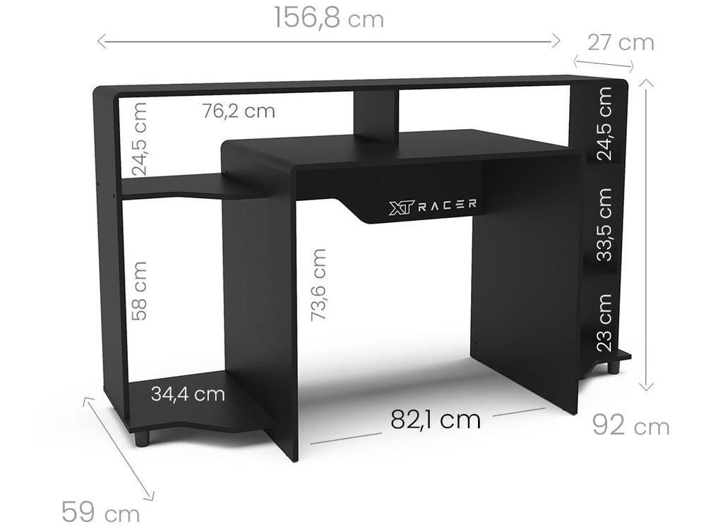 Mesa Gamer XT Racer Control Preta e Branca 5 Nichos - 5