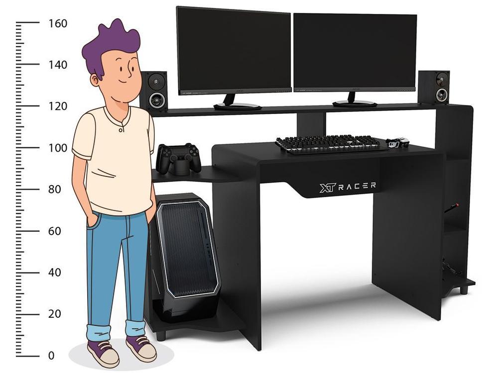 Mesa Gamer XT Racer Control Preta e Branca 5 Nichos - 6