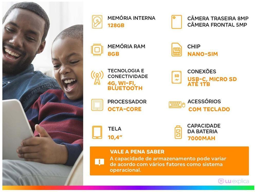 Tablet Vaio TL10 com Teclado de Conexão Inteligente 10,4" 128GB 8GB RAM Android 13 Octa-Core Wi-Fi 4G - 2