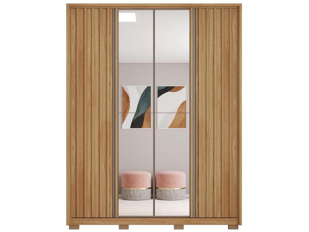 Guarda-roupa Solteiro com Espelho 4 Portas 3 Gavetas Caemmun Belize Ripado - 6