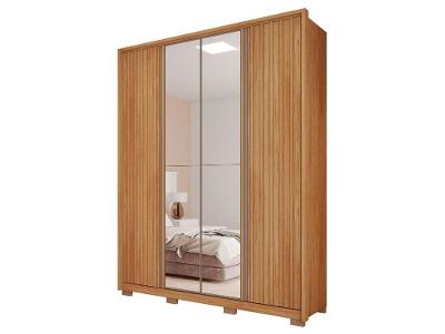 Guarda-roupa Solteiro com Espelho 4 Portas 3 Gavetas Caemmun Belize Ripado