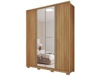 Guarda-roupa Solteiro com Espelho 4 Portas 3 Gavetas Caemmun Belize Ripado - 1