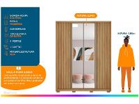 Guarda-roupa Solteiro com Espelho 4 Portas 3 Gavetas Caemmun Belize Ripado - 2