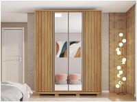 Guarda-roupa Solteiro com Espelho 4 Portas 3 Gavetas Caemmun Belize Ripado