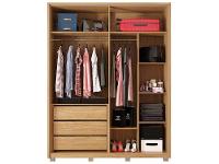 Guarda-roupa Solteiro com Espelho 4 Portas 3 Gavetas Caemmun Belize Ripado - 7