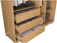 Guarda-roupa Solteiro com Espelho 4 Portas 3 Gavetas Caemmun Belize Ripado - 8