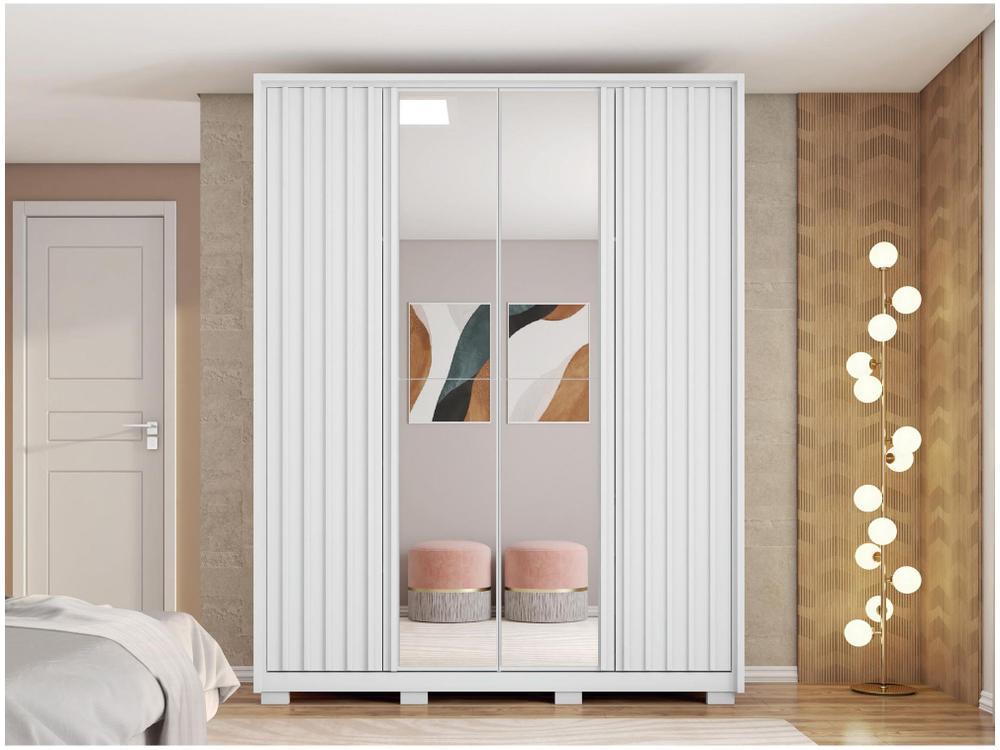 Guarda-roupa Solteiro com Espelho 4 Portas 3 Gavetas Caemmun Belize Ripado - 4