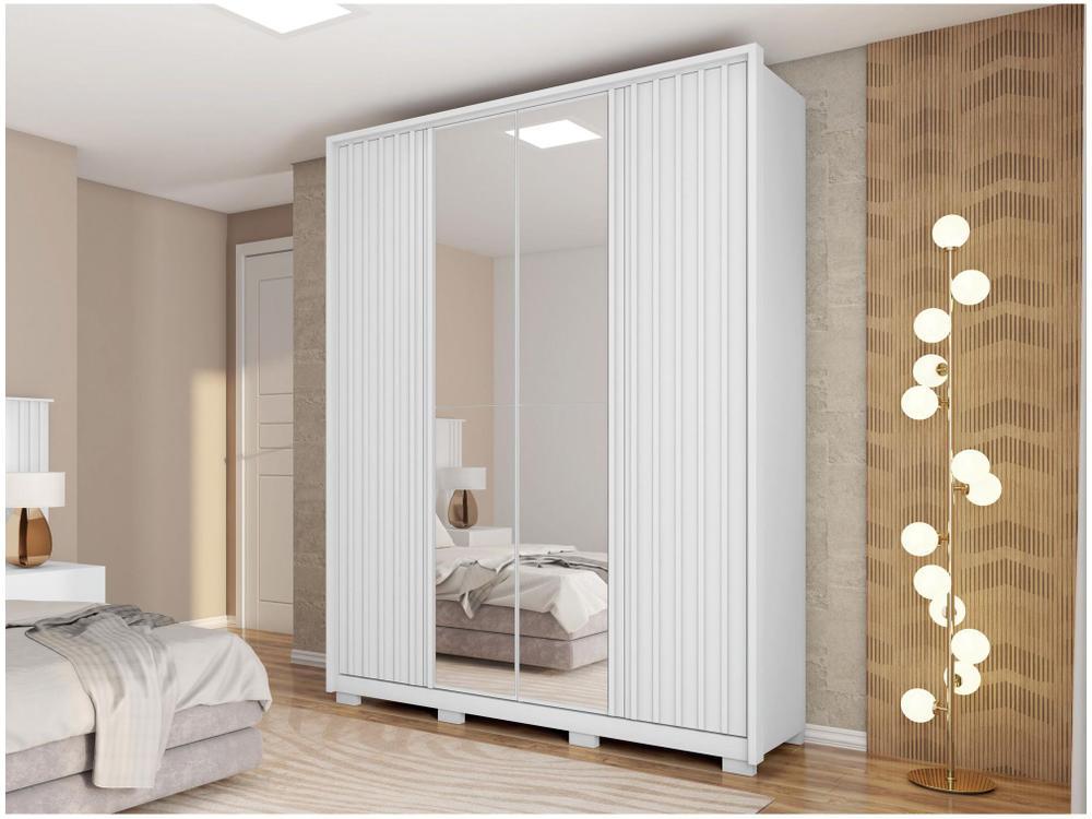 Guarda-roupa Solteiro com Espelho 4 Portas 3 Gavetas Caemmun Belize Ripado - 5