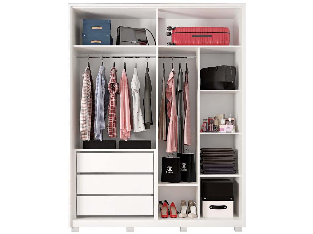 Guarda-roupa Solteiro com Espelho 4 Portas 3 Gavetas Caemmun Belize Ripado - 7