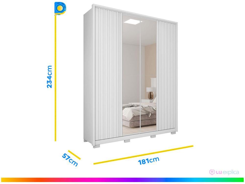 Guarda-roupa Solteiro com Espelho 4 Portas 3 Gavetas Caemmun Belize Ripado - 3