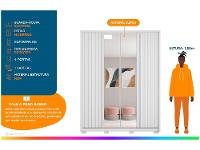 Guarda-roupa Solteiro com Espelho 4 Portas 3 Gavetas Caemmun Belize Ripado - 2