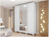 Guarda-roupa Solteiro com Espelho 4 Portas 3 Gavetas Caemmun Belize Ripado - 5