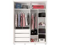 Guarda-roupa Solteiro com Espelho 4 Portas 3 Gavetas Caemmun Belize Ripado - 7