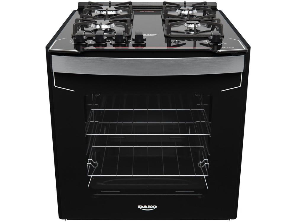 Fogão 4 Bocas de Embutir Dako Preto Mesa de Vidro Diplomata - 10