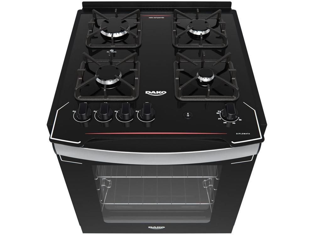 Fogão 4 Bocas de Embutir Dako Preto Mesa de Vidro Diplomata - 15