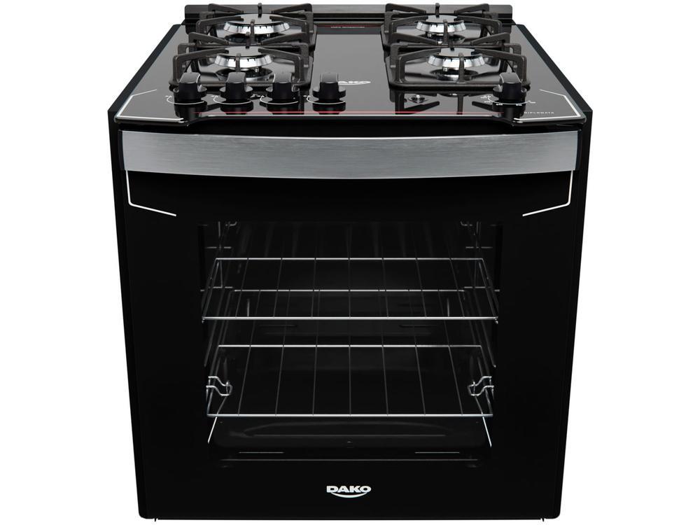 Fogão 4 Bocas de Embutir Dako Preto Mesa de Vidro Diplomata - 1