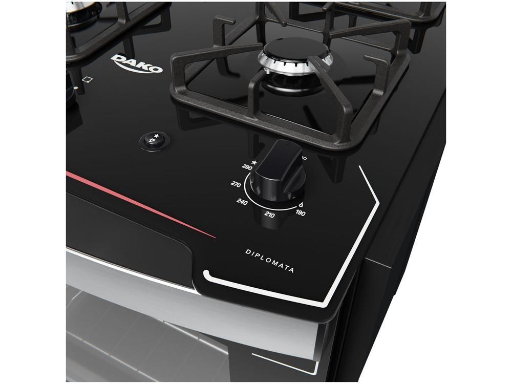 Fogão 4 Bocas de Embutir Dako Preto Mesa de Vidro Diplomata - 7