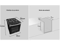 Fogão 4 Bocas de Embutir Dako Preto Mesa de Vidro Diplomata - 9