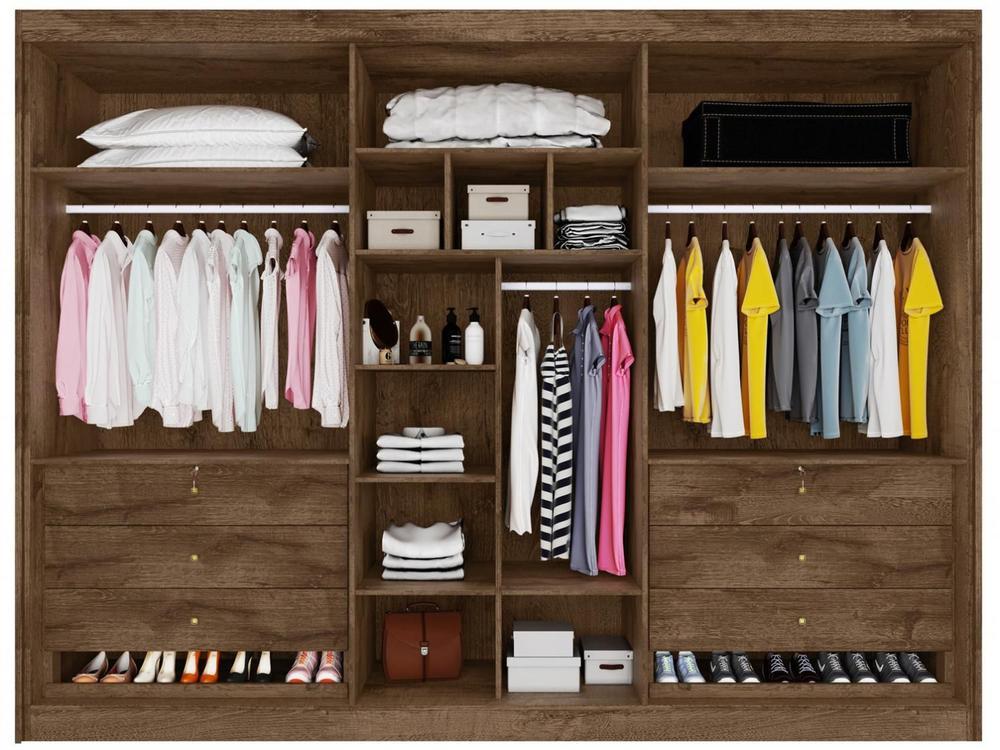 Guarda-roupa Casal 6 Portas 6 Gavetas Móveis Europa Ripado Potente - 5