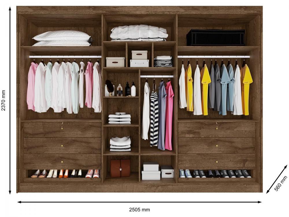 Guarda-roupa Casal 6 Portas 6 Gavetas Móveis Europa Ripado Potente - 7