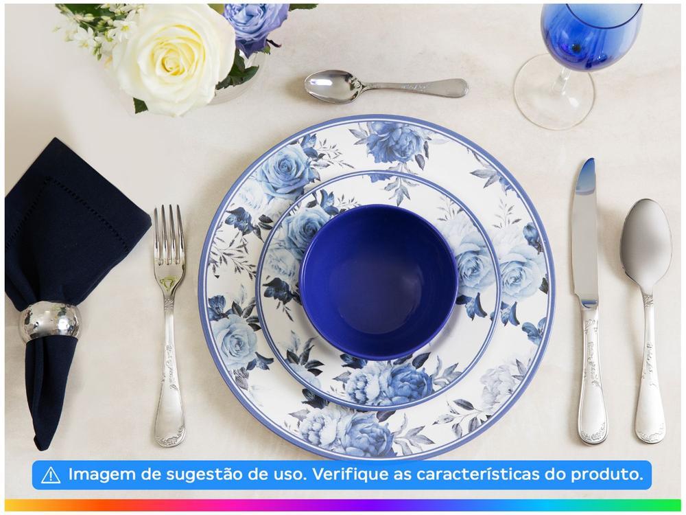 Aparelho de Jantar 12 Peças Alleanza Cerâmica Branco e Azul Redondo Antique - 2