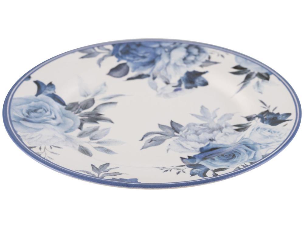 Aparelho de Jantar 12 Peças Alleanza Cerâmica Branco e Azul Redondo Antique - 4