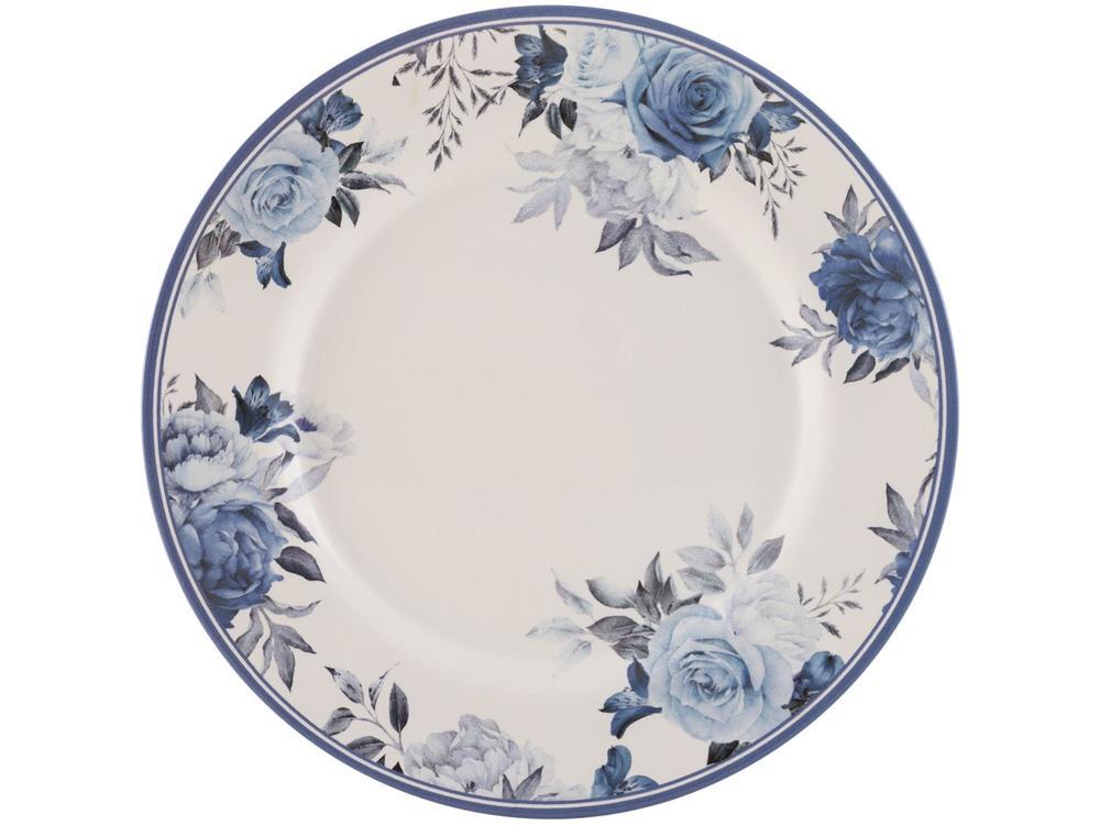 Aparelho de Jantar 12 Peças Alleanza Cerâmica Branco e Azul Redondo Antique - 6