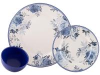 Aparelho de Jantar 12 Peças Alleanza Cerâmica Branco e Azul Redondo Antique - 3