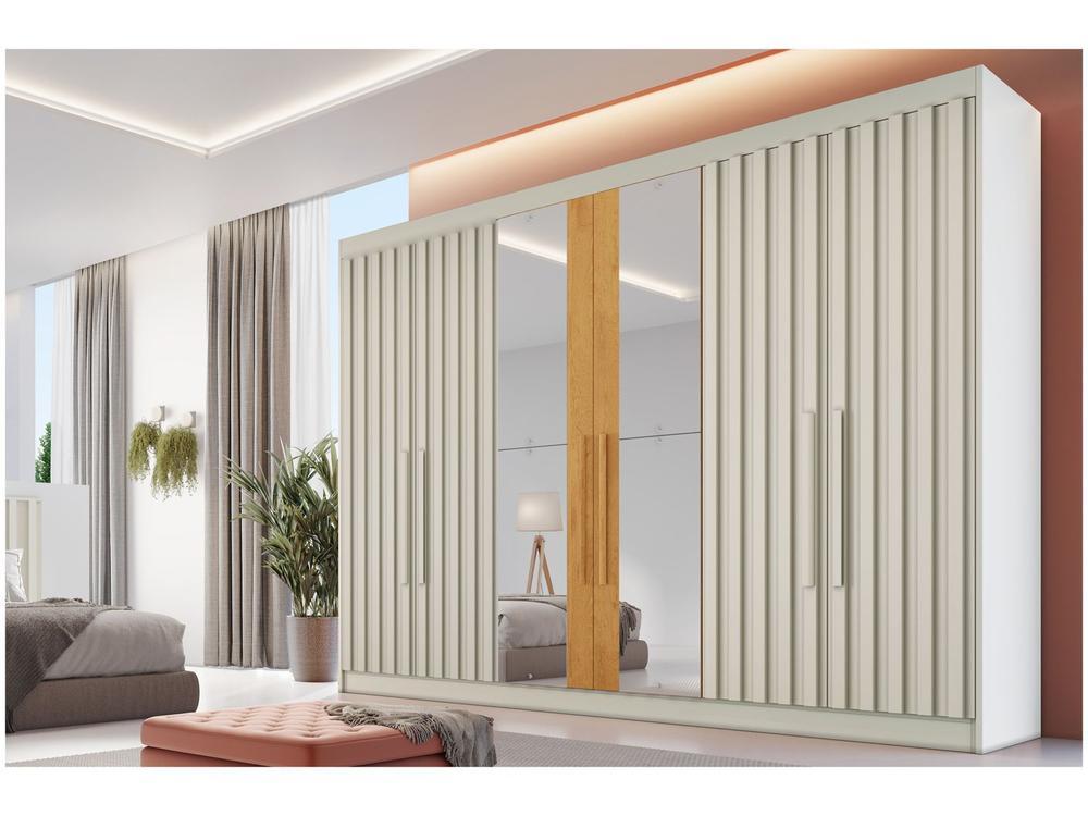 Guarda-roupa Casal com Espelho 6 Portas 6 Gavetas Móveis Europa Ripado Potente - 1