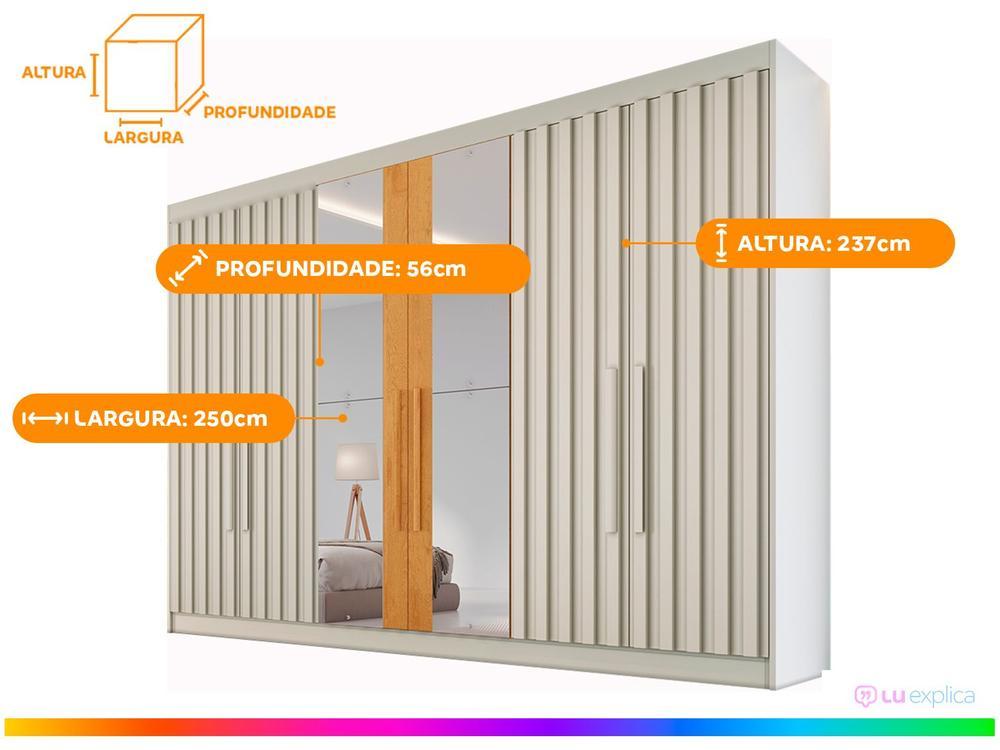 Guarda-roupa Casal com Espelho 6 Portas 6 Gavetas Móveis Europa Ripado Potente - 3