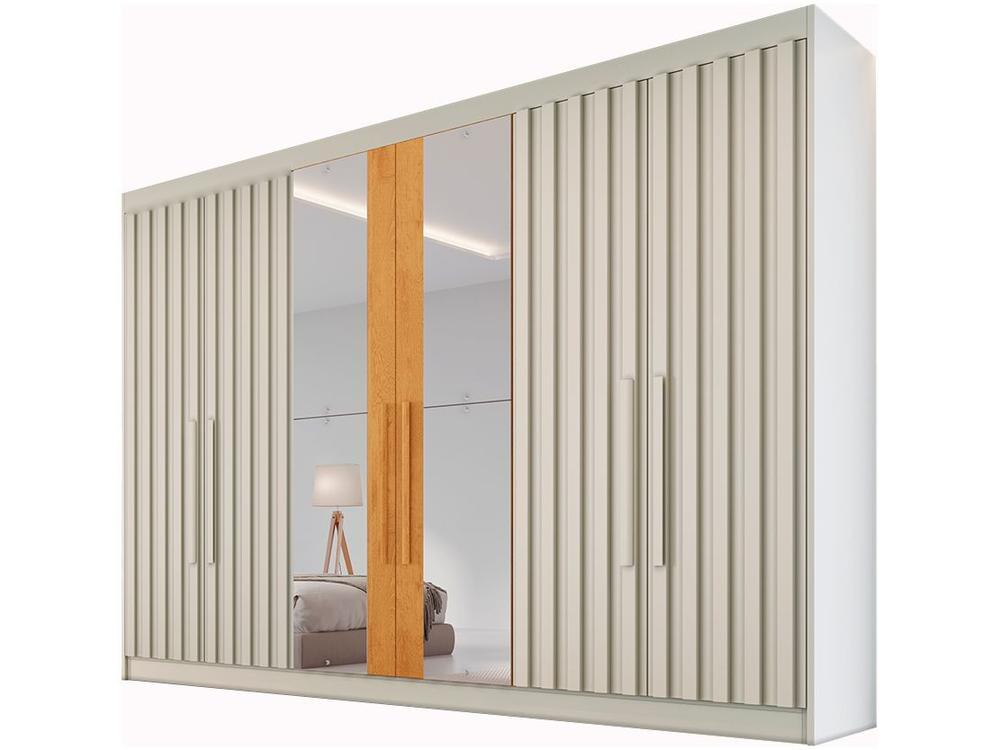 Guarda-roupa Casal com Espelho 6 Portas 6 Gavetas Móveis Europa Ripado Potente - 4