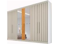 Guarda-roupa Casal com Espelho 6 Portas 6 Gavetas Móveis Europa Ripado Potente