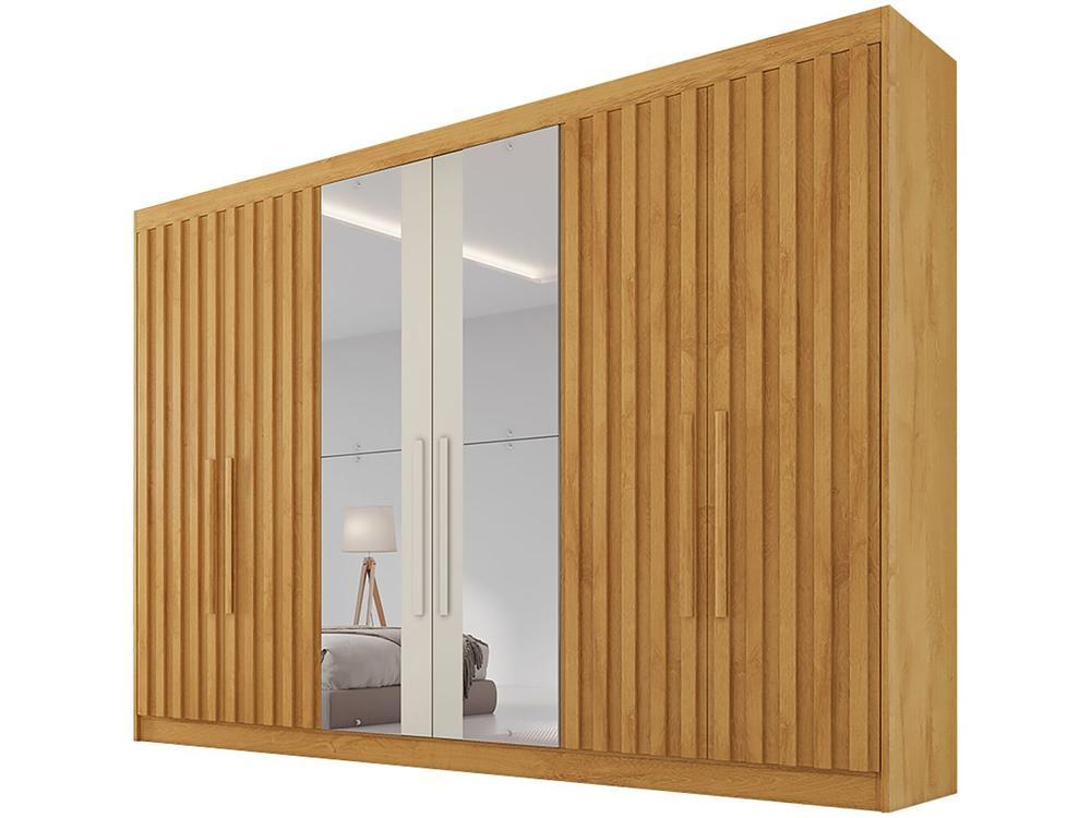 Guarda-roupa Casal com Espelho 6 Portas 6 Gavetas Móveis Europa Ripado Potente - 1