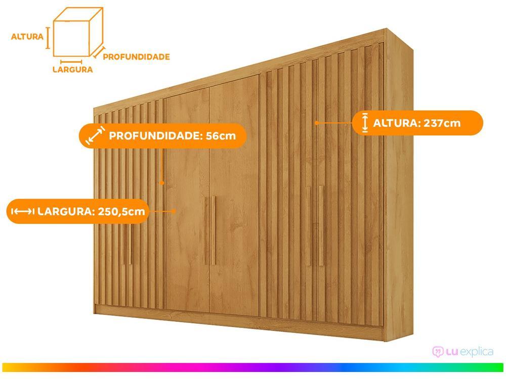 Guarda-roupa Casal 6 Portas 6 Gavetas Móveis Europa Ripado Potente - 3