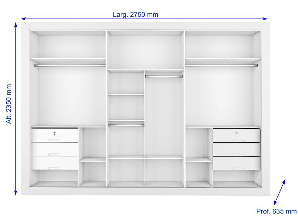 Guarda-roupa Casal com Espelho 3 Portas de Correr - 12