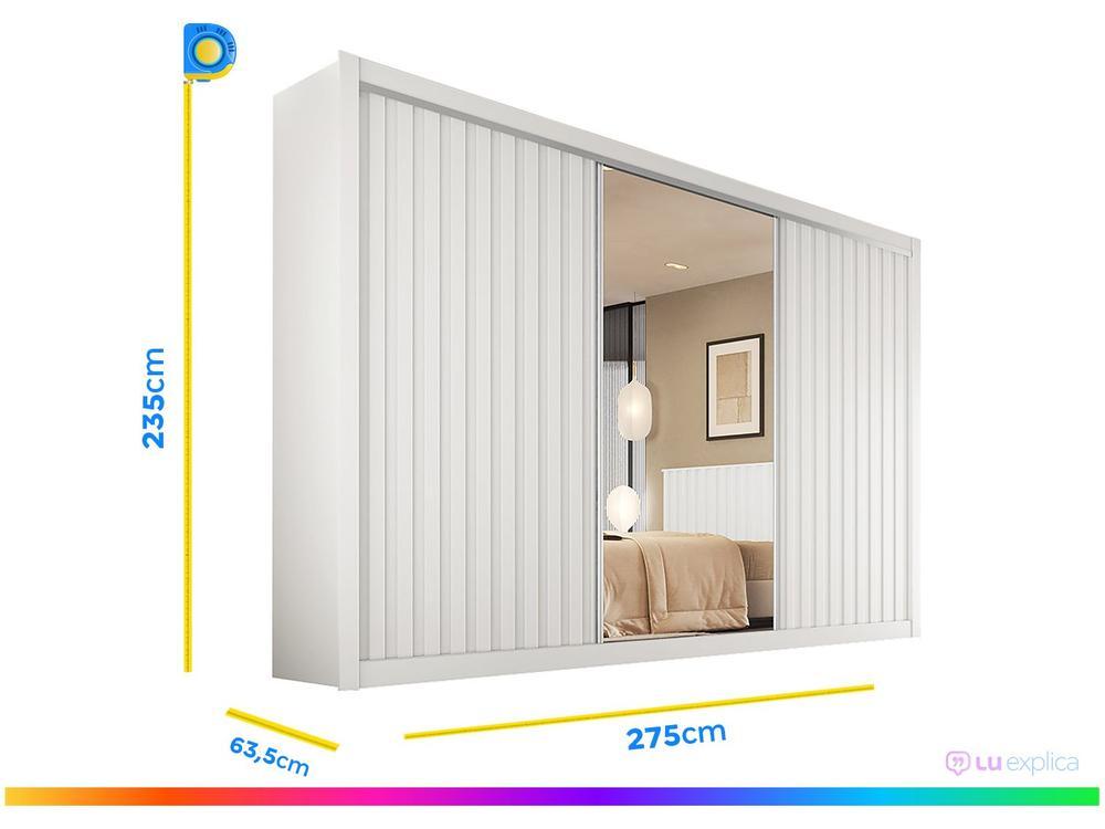 Guarda-roupa Casal com Espelho 3 Portas de Correr - 3